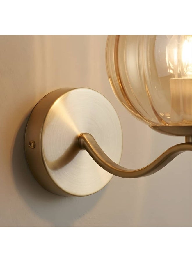 BAB Modern gold wall sconce with a gray glass ball - Image 4